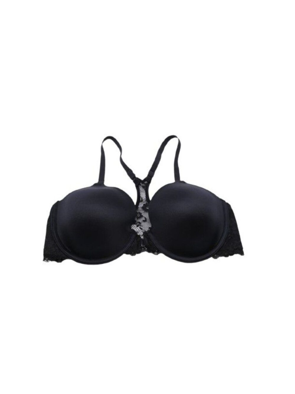 LN Maidenform One Fab Fit Lace T-Back Shaping Underwire Front Close Bra Black Si